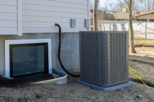 Air conditioning system outside installation on of the house the air conditioner with freon